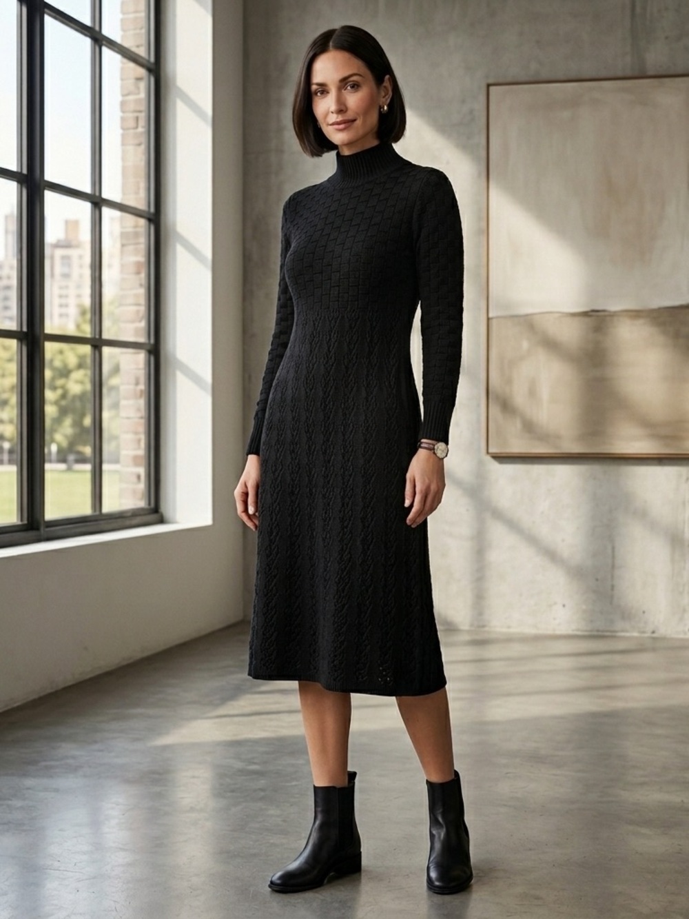 Kimberly black knitted dress